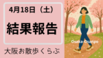 ４月１８日の結果報告。４０代女性が楽しそうに散歩しているイラスト。